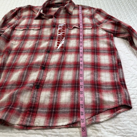 NWT Lucky Brand Men’s Flannel Plaid Shirt Size XL Classic Red and White Western - Picture 4 of 12